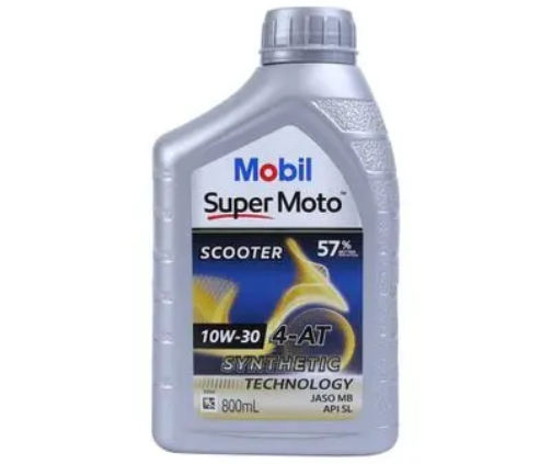 น้ำมันเครื่องมอเตอร์ไซค์เกียร์ออโต้ 4 จังหวะ 10W-30 MOBIL รุ่น 4-AT ขนาด 800 มล.