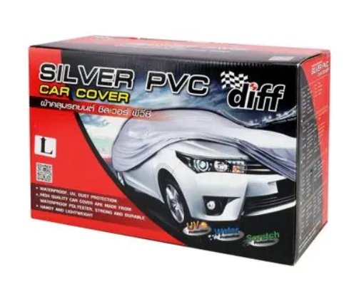 ผ้าคลุมรถยนต์ PVC DIFF รุ่น PWS2966 ขนาด L สีเงิน