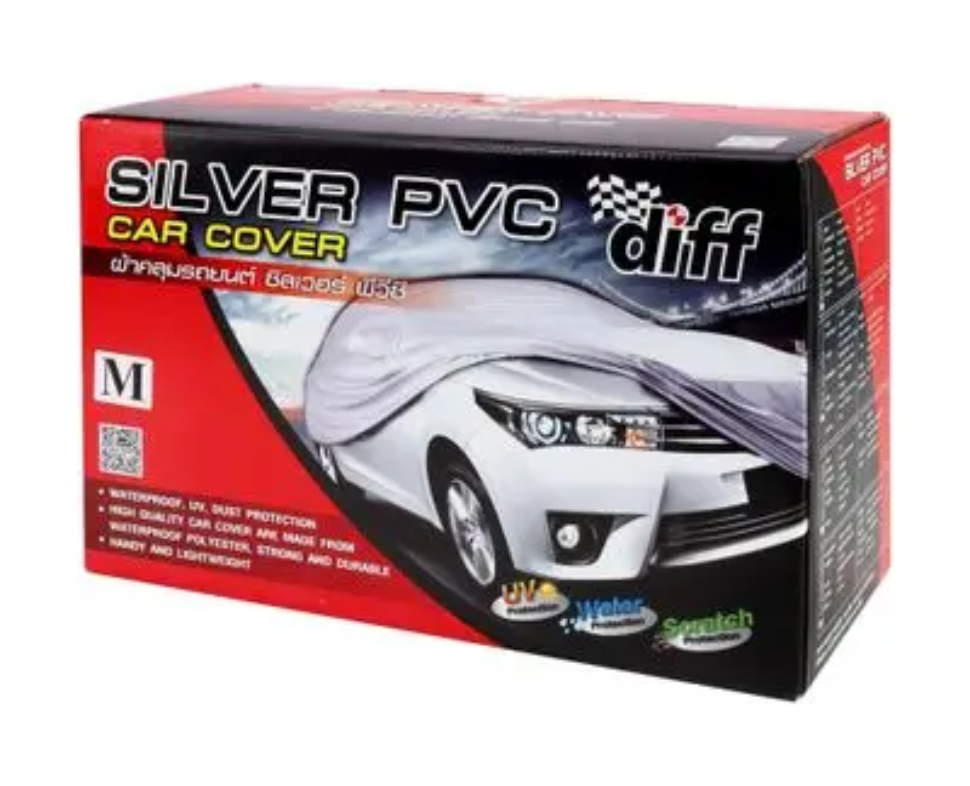 ผ้าคลุมรถยนต์ PVC DIFF รุ่น PWS2966 ขนาด M สีเงิน